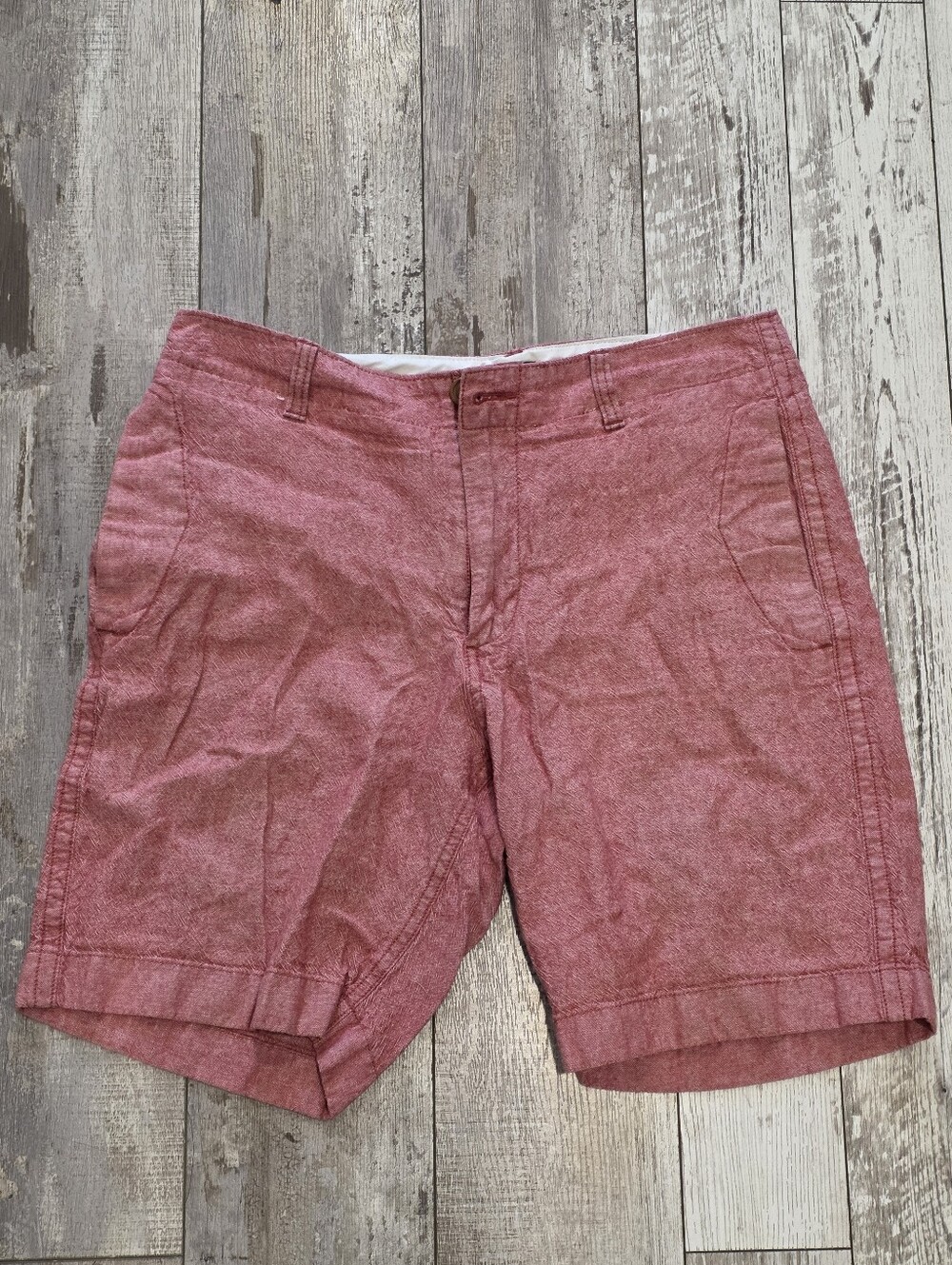 31W Men's J. Crew Chino Cotton Beach Shorts Preppy Salmon Pink Linen & Cotton